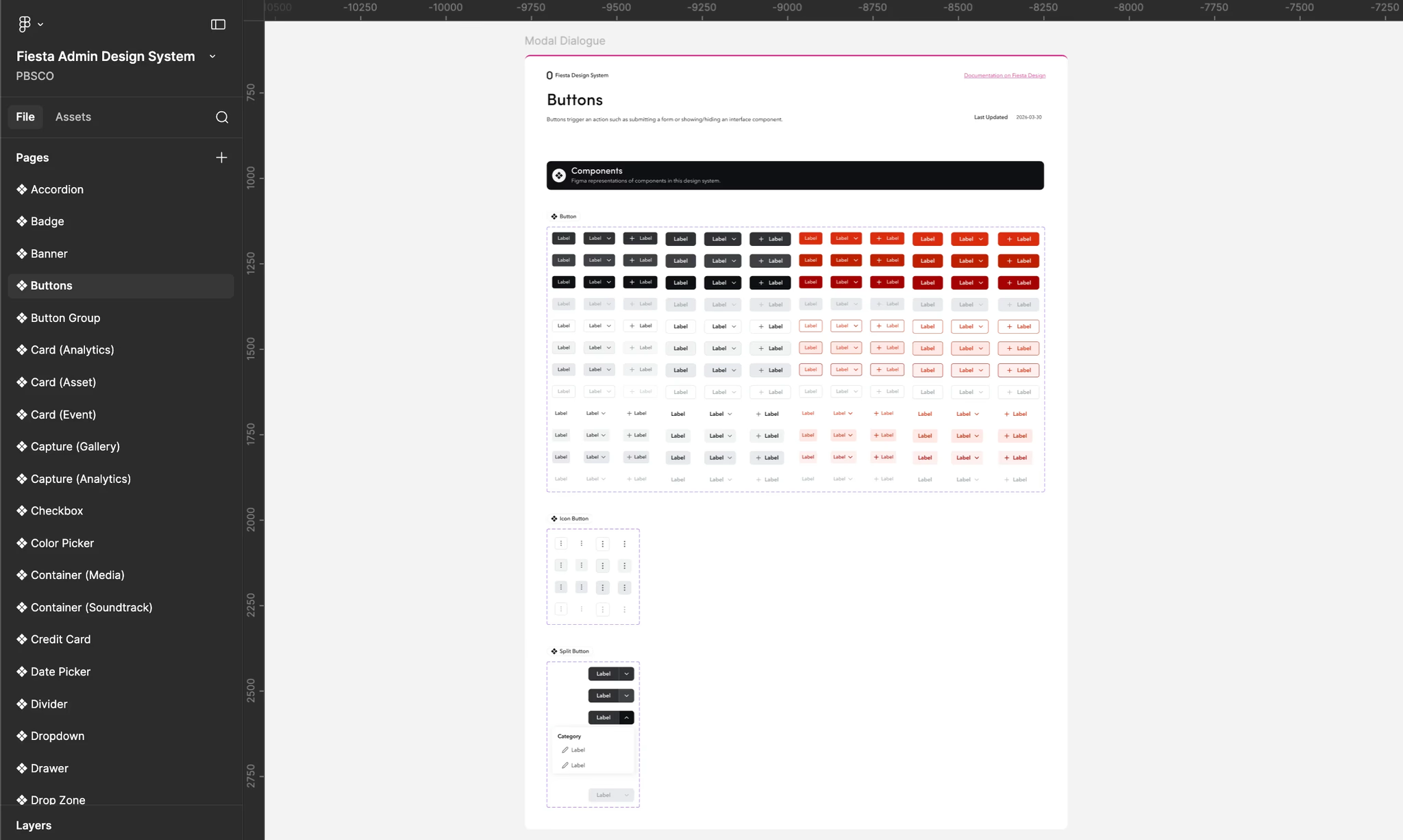 Fiesta Admin design system in Figma